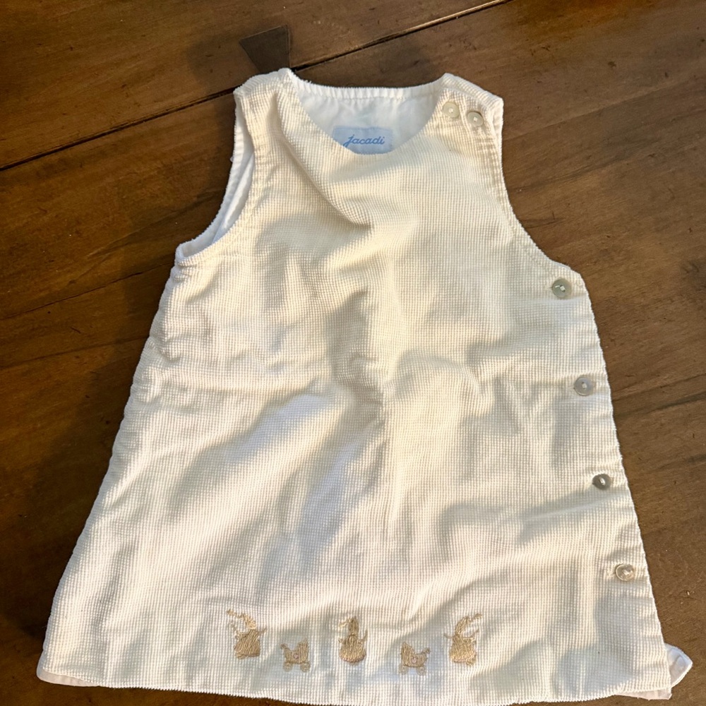 Jacadi Cream Corduroy Baby Dress